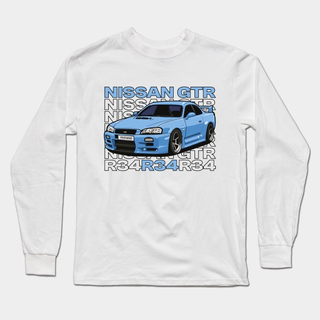 Nissan GTR R34, Skyline GTR R34 Long Sleeve T-Shirt by Cruise Dresses